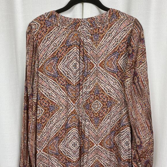 Anthropologie Brown Print Sabia Flounced Tunic Dress Sz.M - Picture 12 of 16